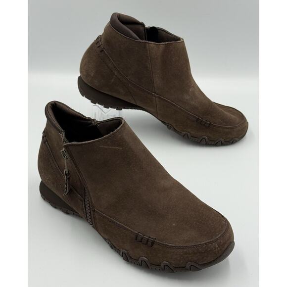 Sketchers Wide Fit Memory Foam Suede Leather Ankle Boots Womens Size 9W - Picture 1 of 8